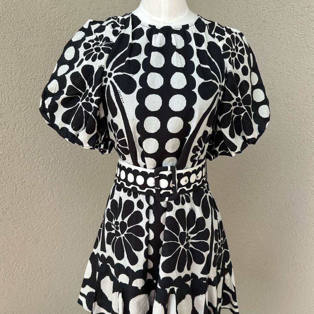 Black Palermo Puff Sleeve Mini Dress